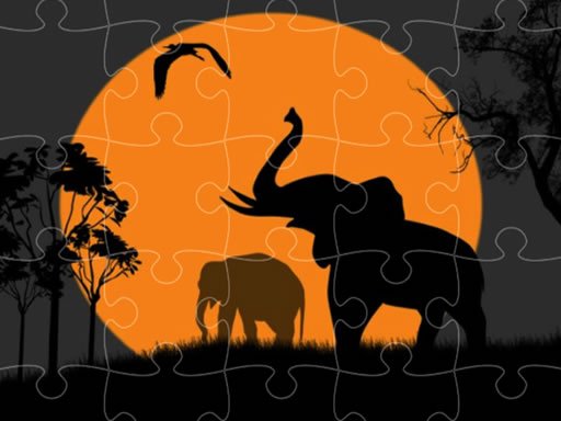 Elephant Silhouette Jigsaw oyunu